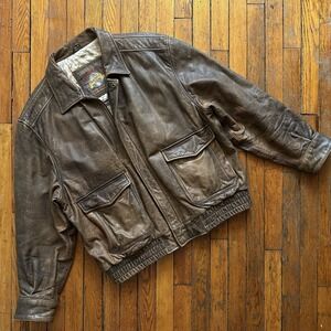 Vtg Wilsons Adventure Bound Lined Leather Jacket Men XL Bomber Aviator Flyer